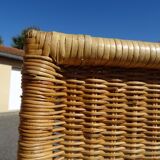 Vintage rattan and bamboo basketry screen