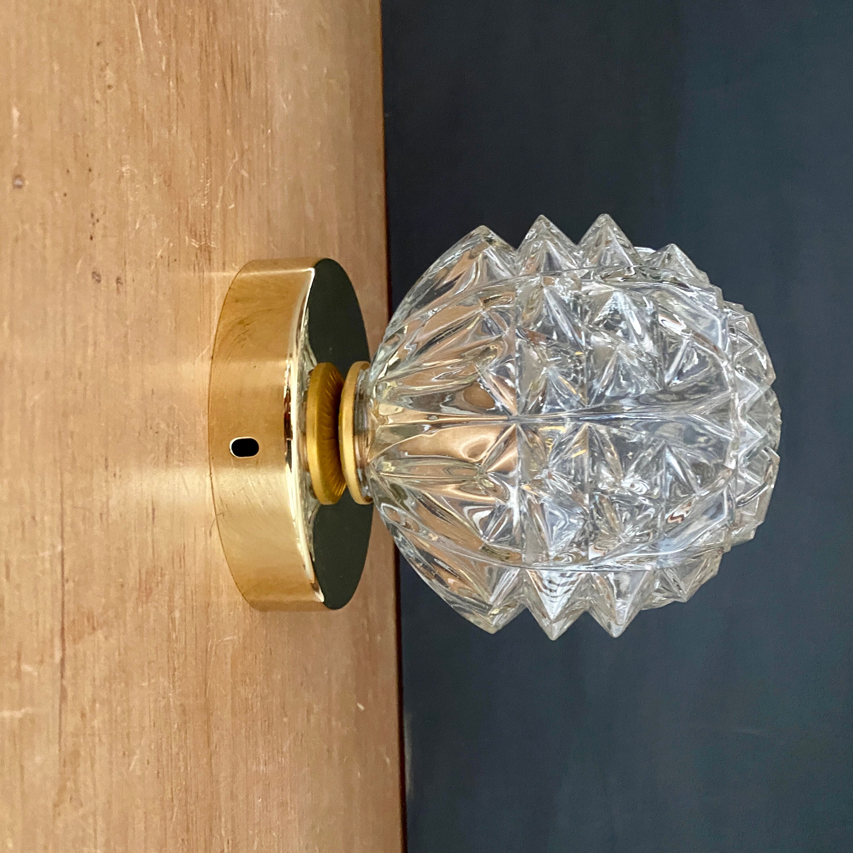 Vintage globe wall lamp, ceiling lamp in molded glass