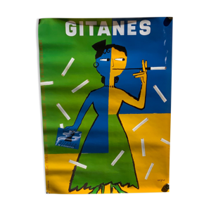 Affiche pub vintage Gitanes signé