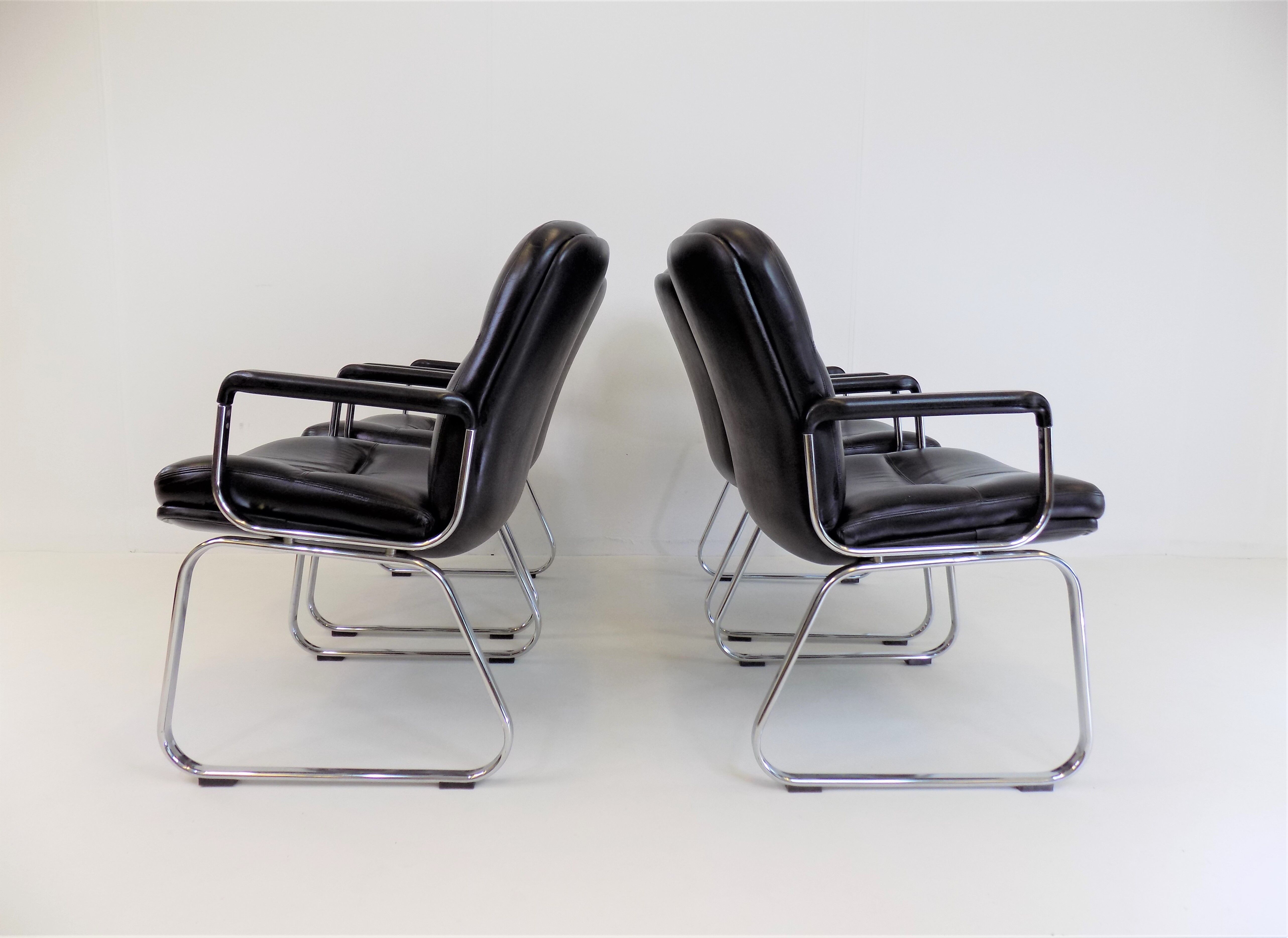 Set of 4 leather office chairs by Grahl