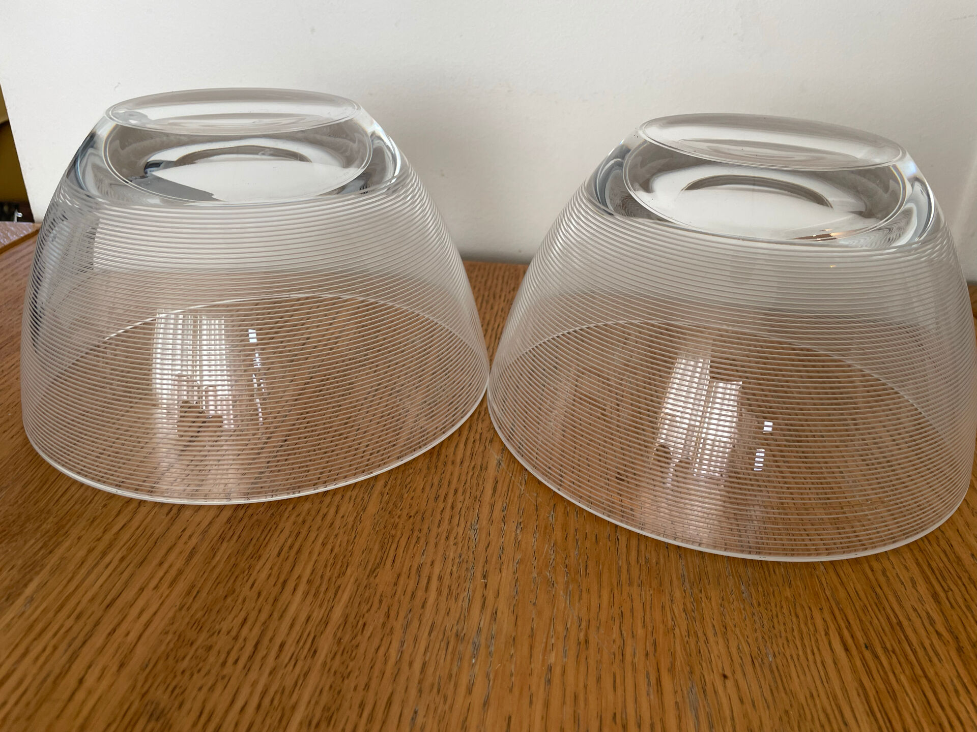 Pair of Large Salad Bowls in Modernist Crystal – Scandinavian Style / O
