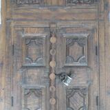 Antique carved wooden window and shutter from Rajasthan