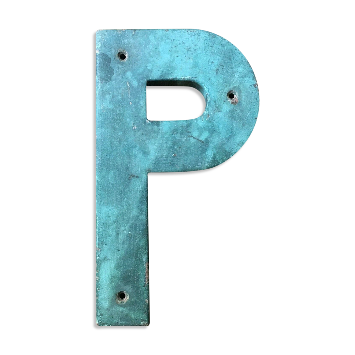 Ancient letter sign metal P