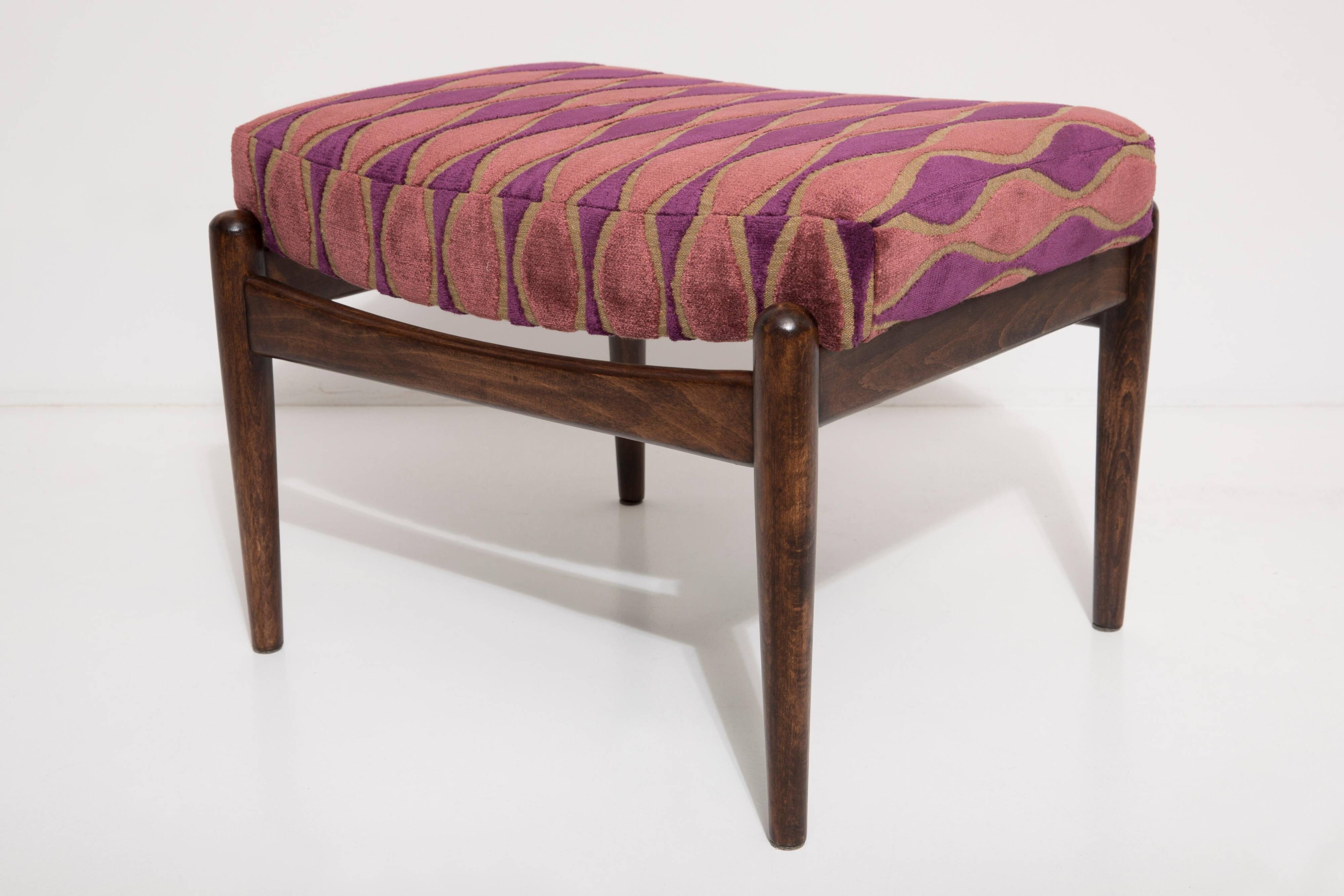 Vintage velvet footstool pair with rose pattern, Edmund Homa, 1960s