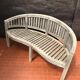 oval garden bench vintage solid teak "franck west" rare curved shape