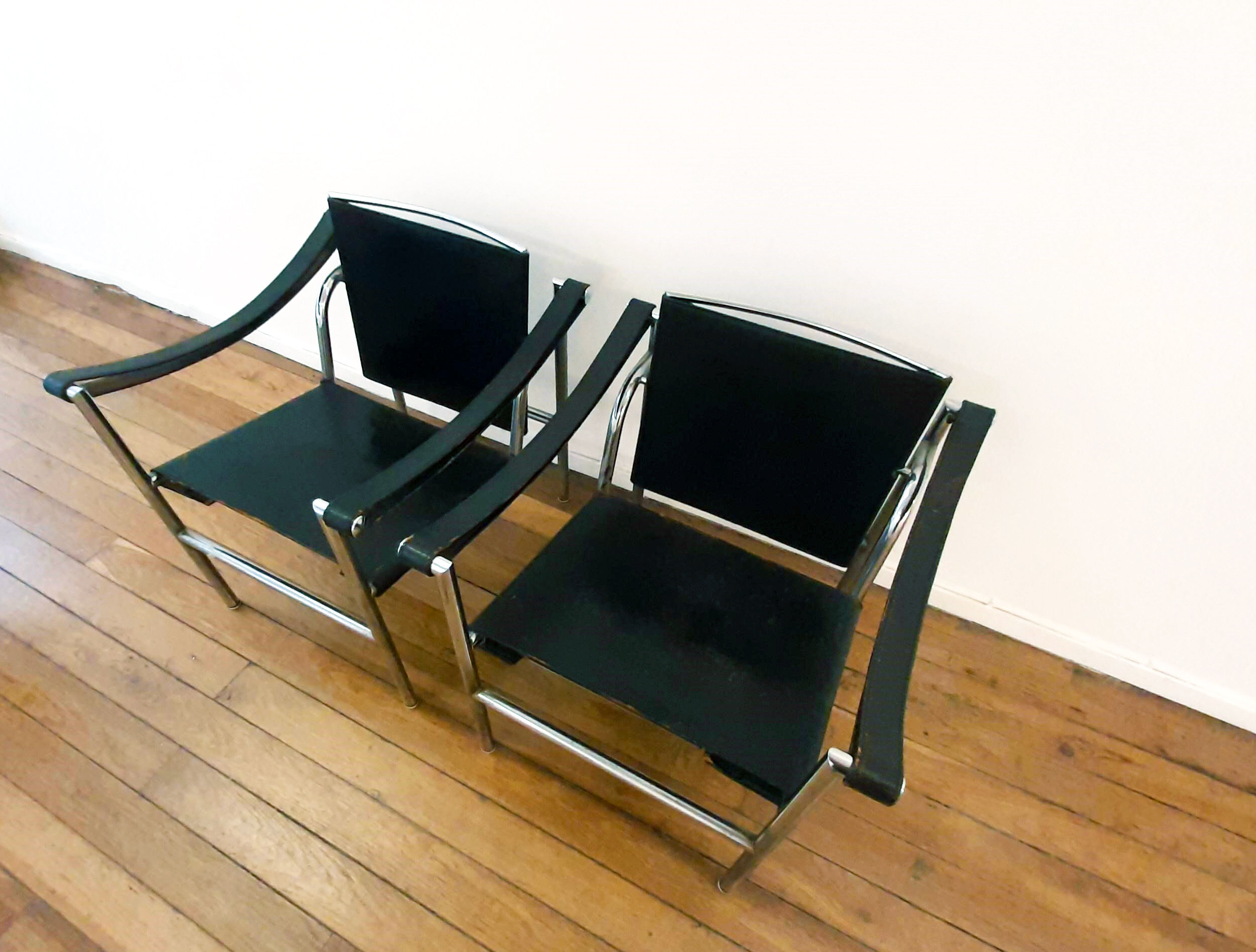 Le Corbusier, pair of LC1 armchairs