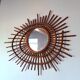 Miroir spirale en rotin 1960