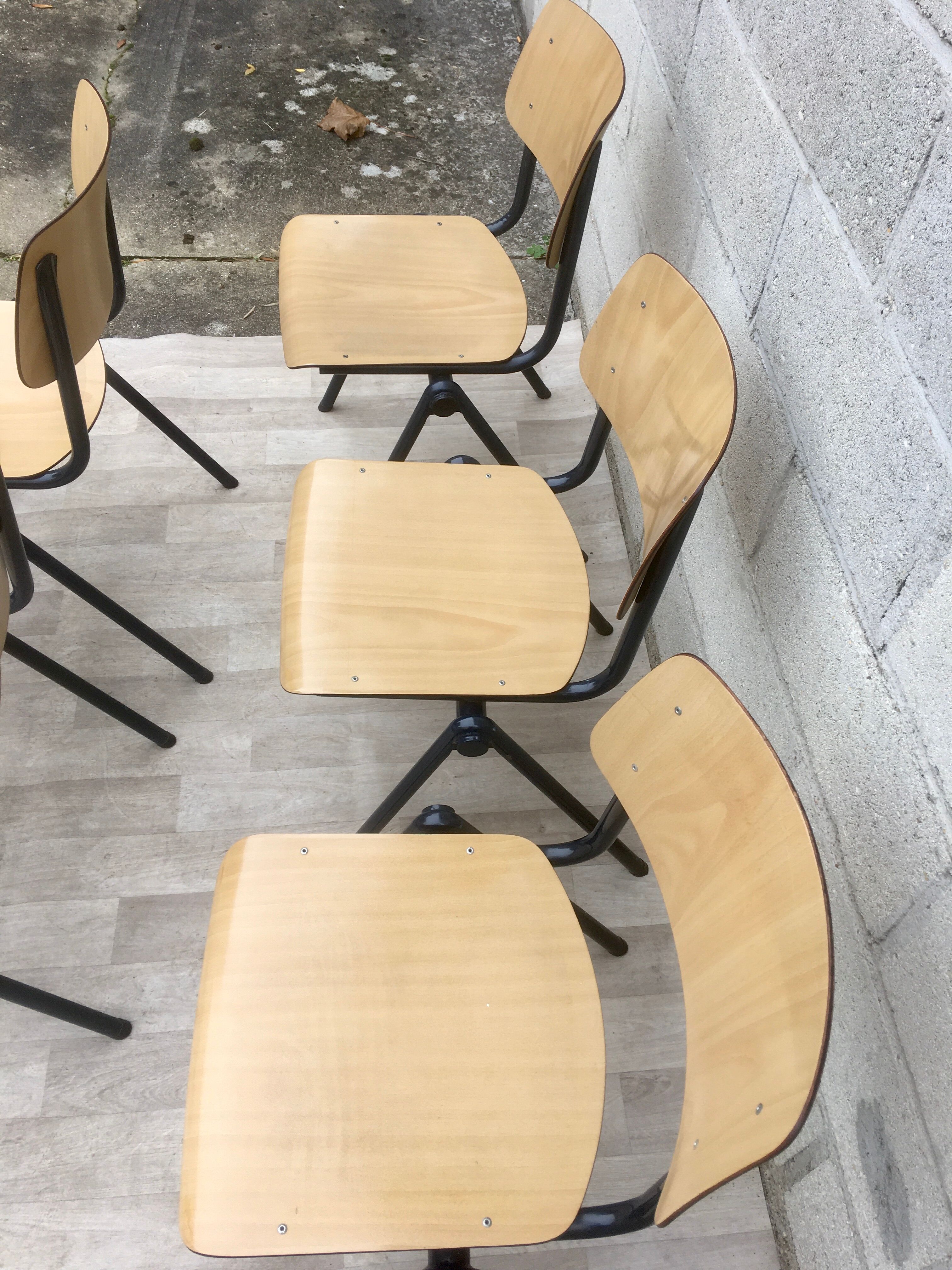 Lot de 6 chaises vintage Galvanitas couleur crème