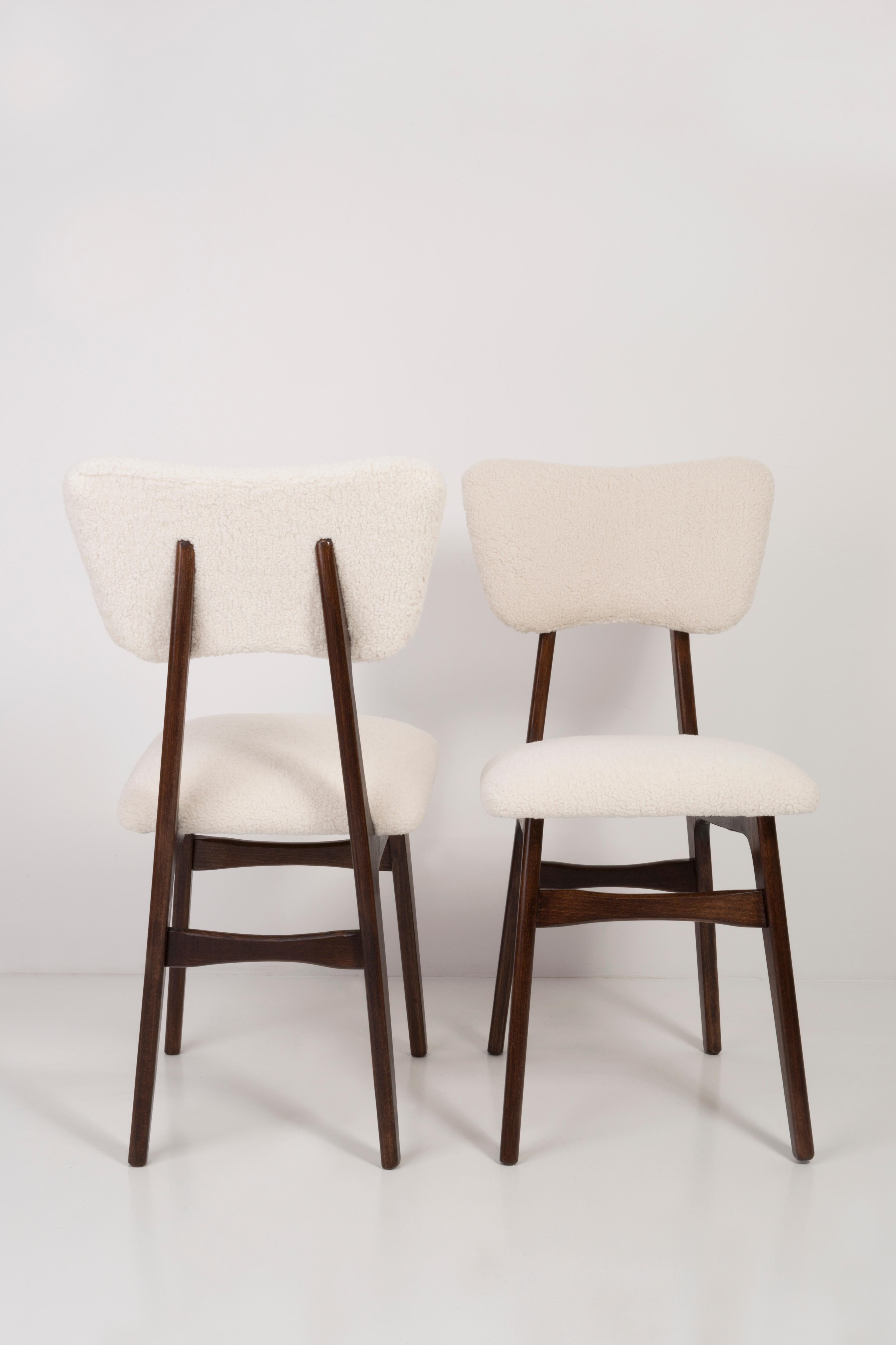 Mid-century modern chair in light cream boucle, 1960s