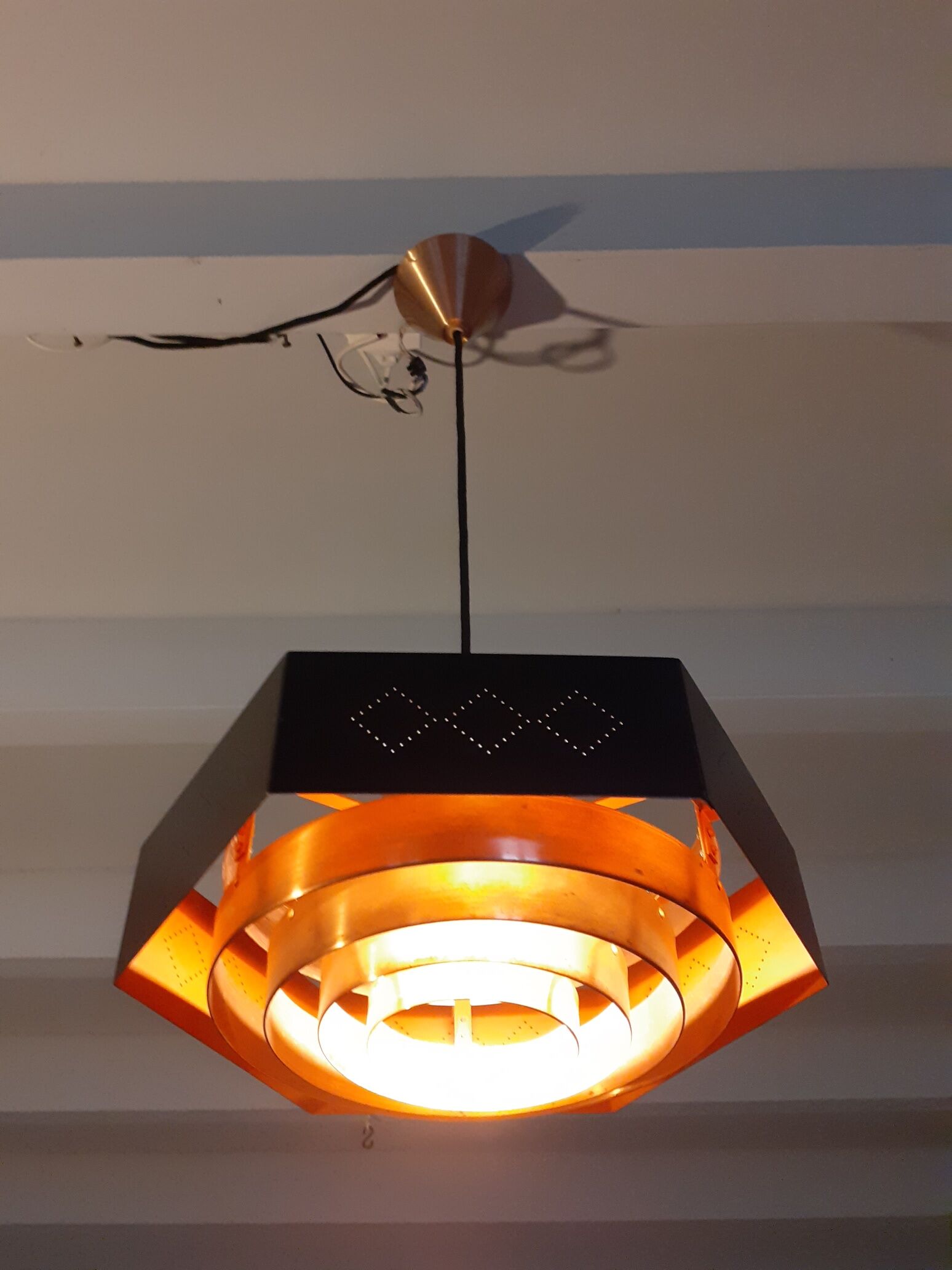 Copper suspension by T. Røste, Norwegian Vintage 1960s