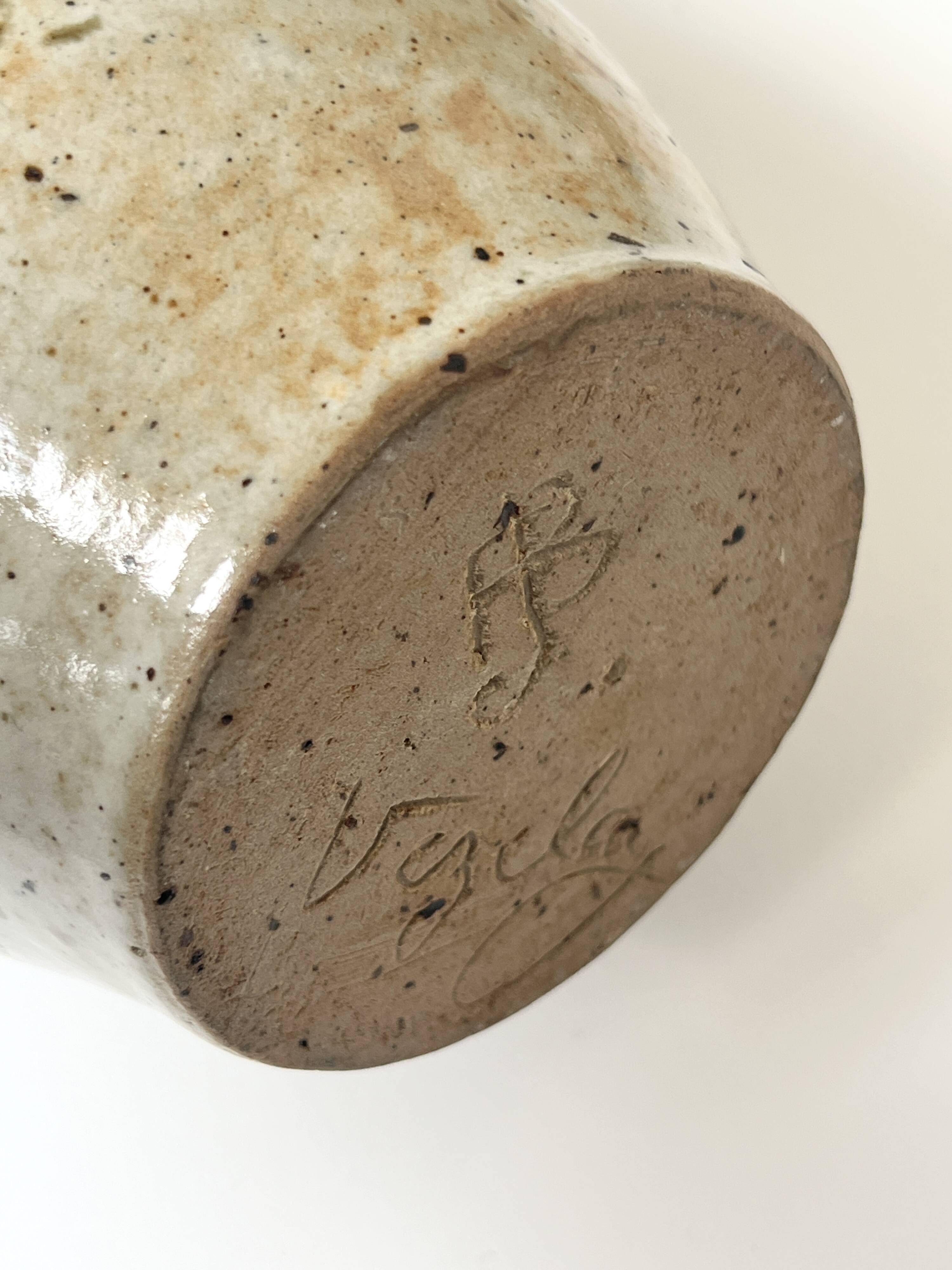 Large enamelled stoneware jug signed Albert Breton, FR Vézelay.