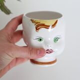 Vintage flower pot face, ceramic