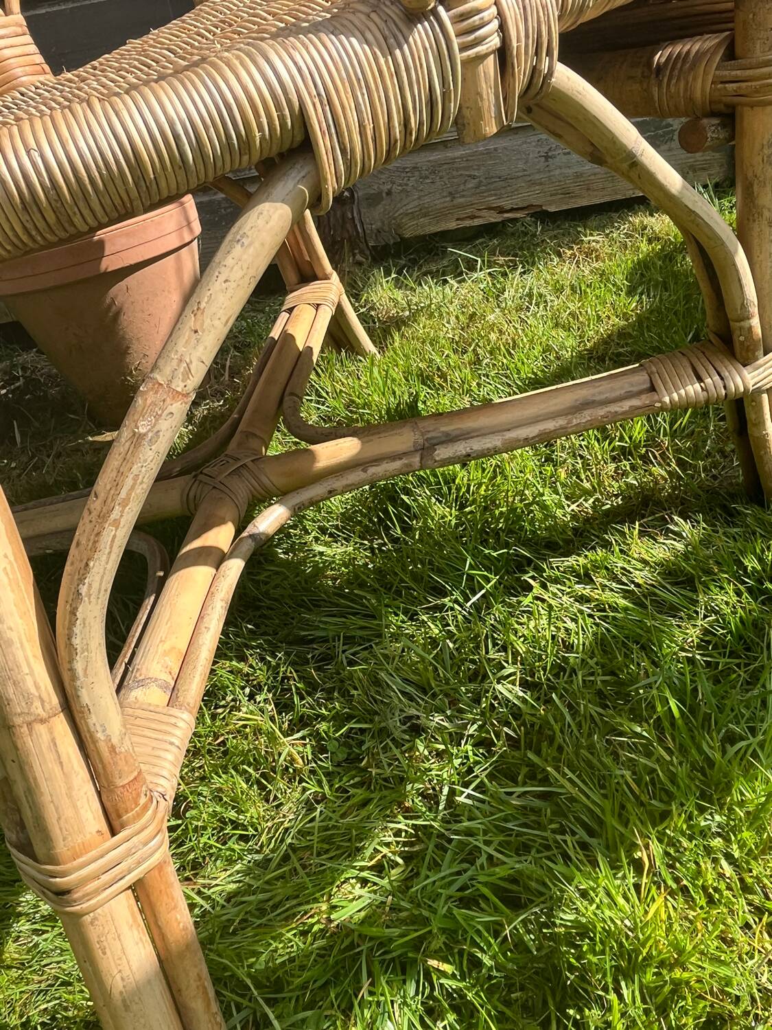 Rattan armchair duo