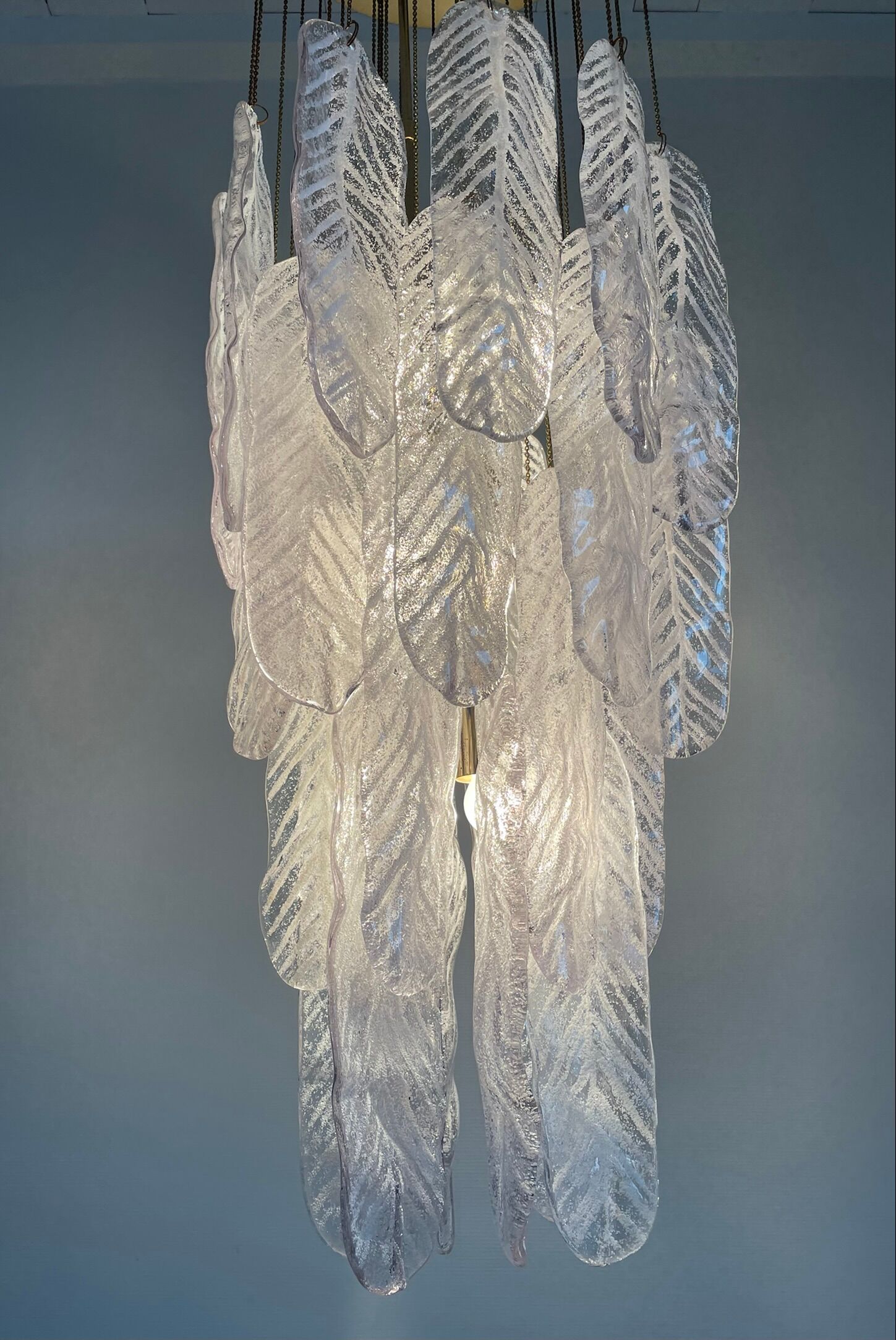 Vintage murano glass leaf chandelier, 1970s