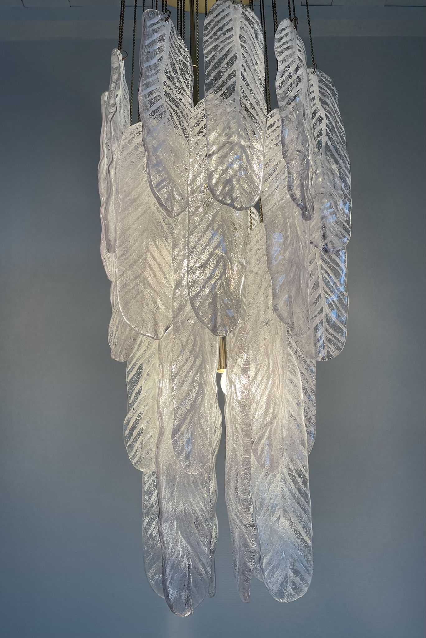 Vintage murano glass leaf chandelier, 1970s