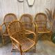Série de 4 fauteuils rotin vintage