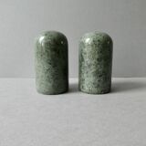 Green marble salt and pepper shakers, 1980s