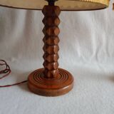 Vintage turned wooden bedside lamps