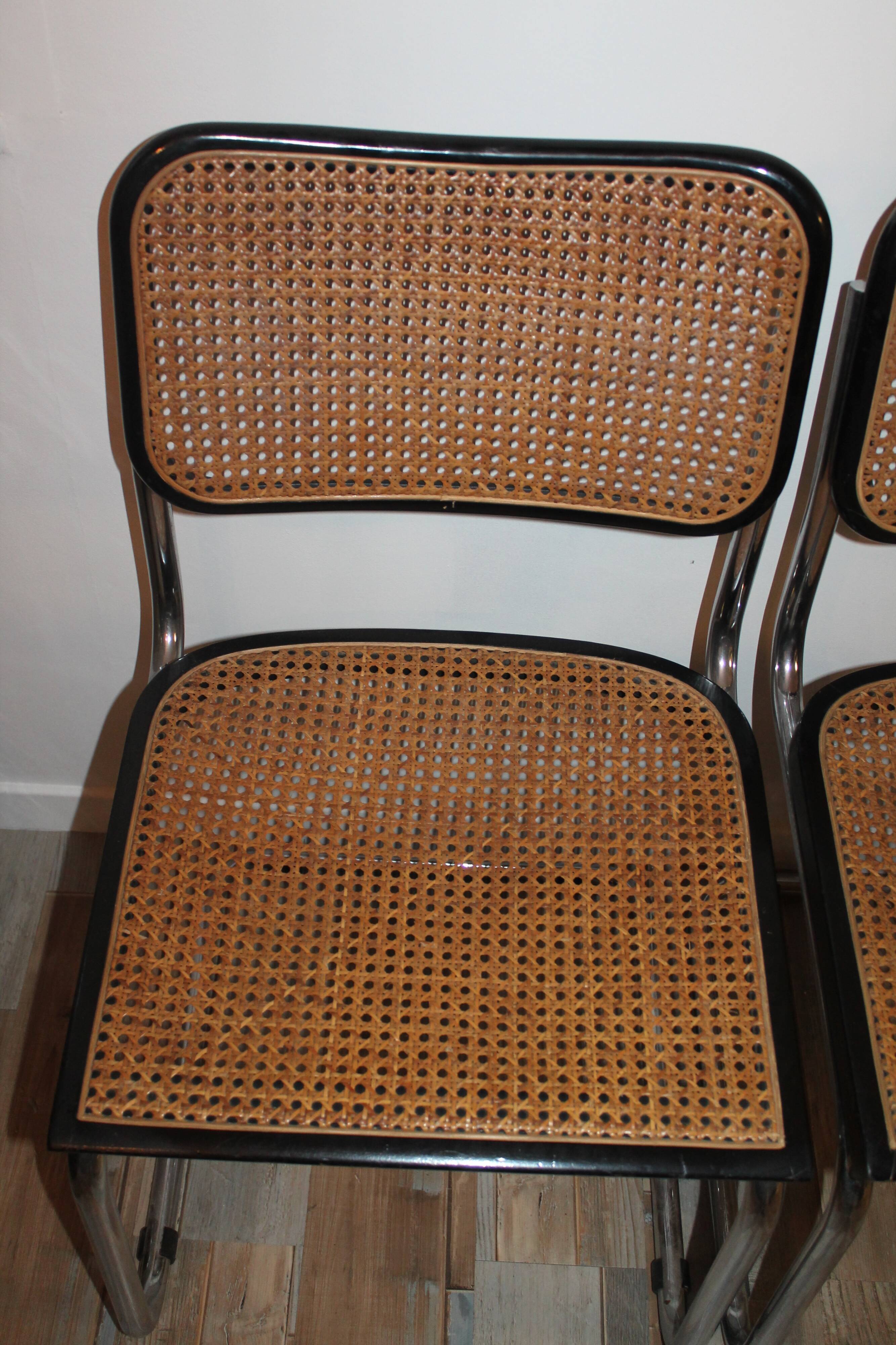 Lot de 4 chaises Marcel Breuer Cesca B32