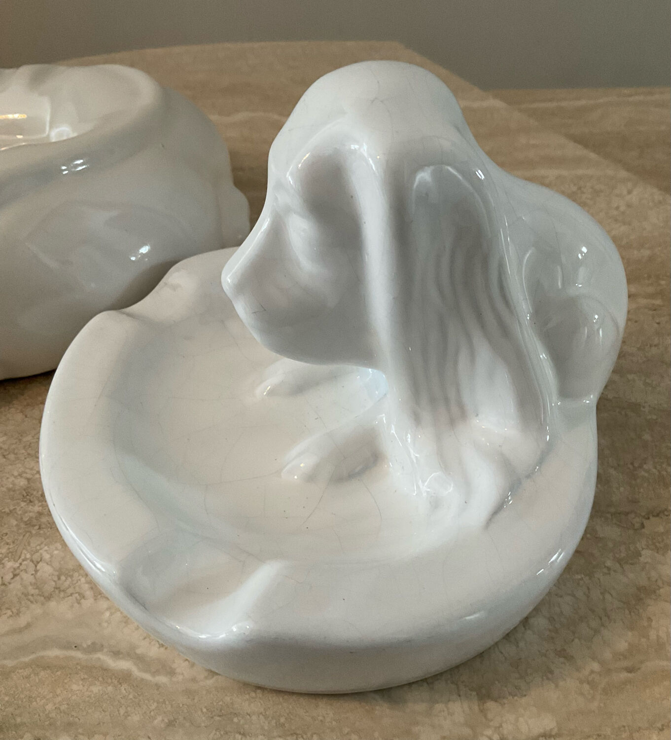 Vintage pocket vacuum duo in glazed ceramic