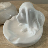 Vintage pocket vacuum duo in glazed ceramic