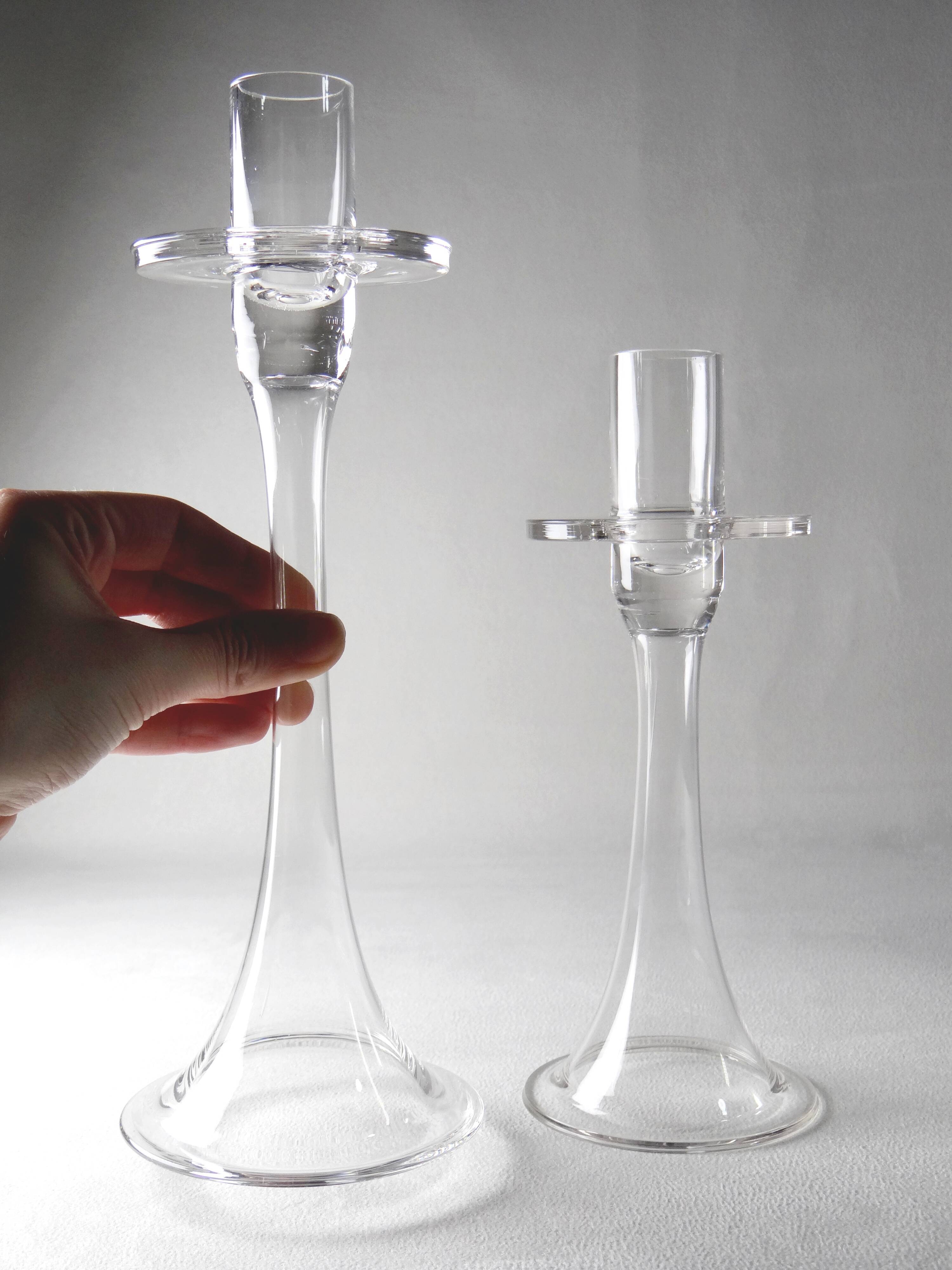 Trois bougeoirs en cristal vintage