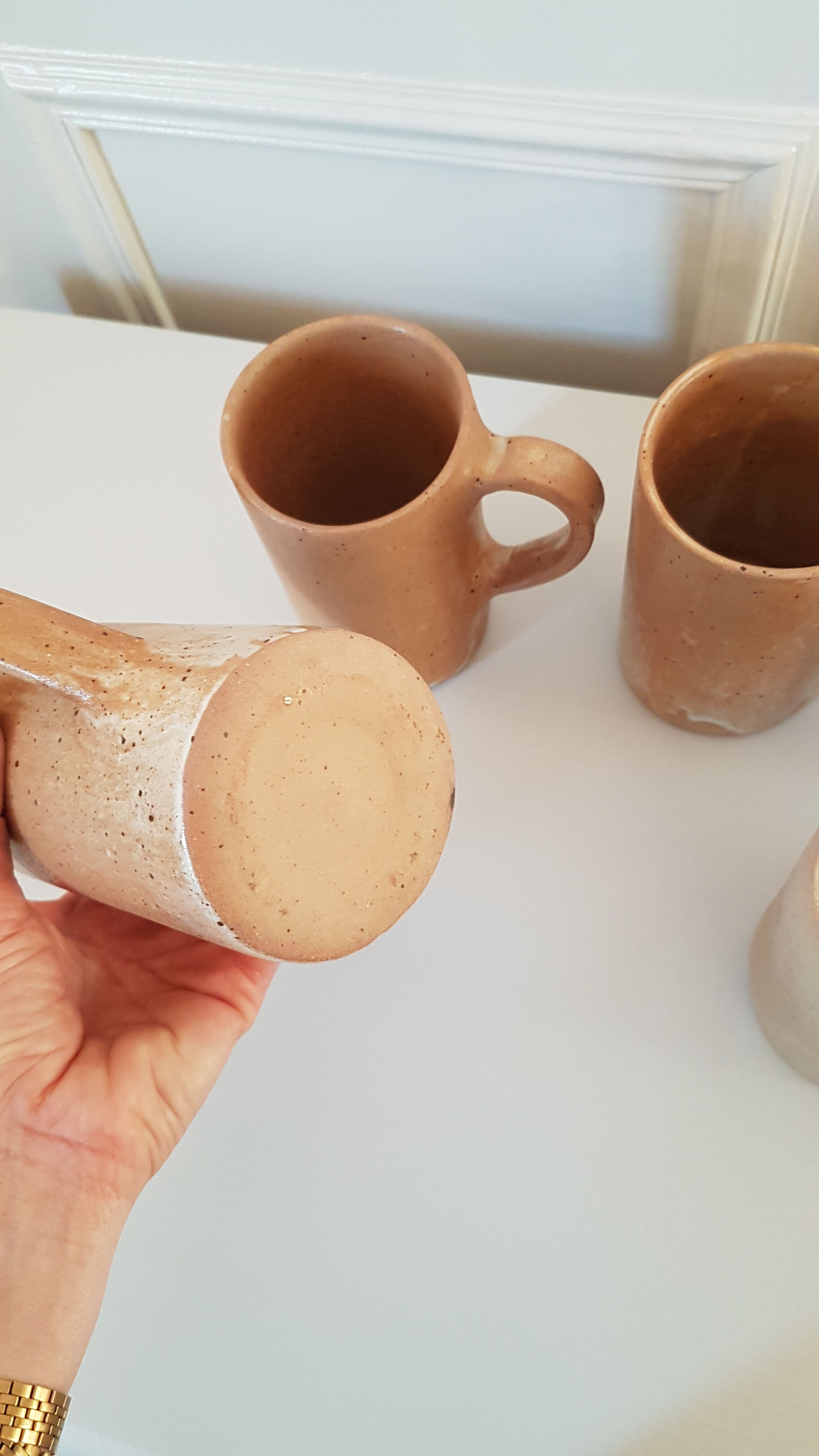 Set of 6 large sandstone mugs