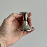 Pair of small, lightweight, beaded metal candle holders