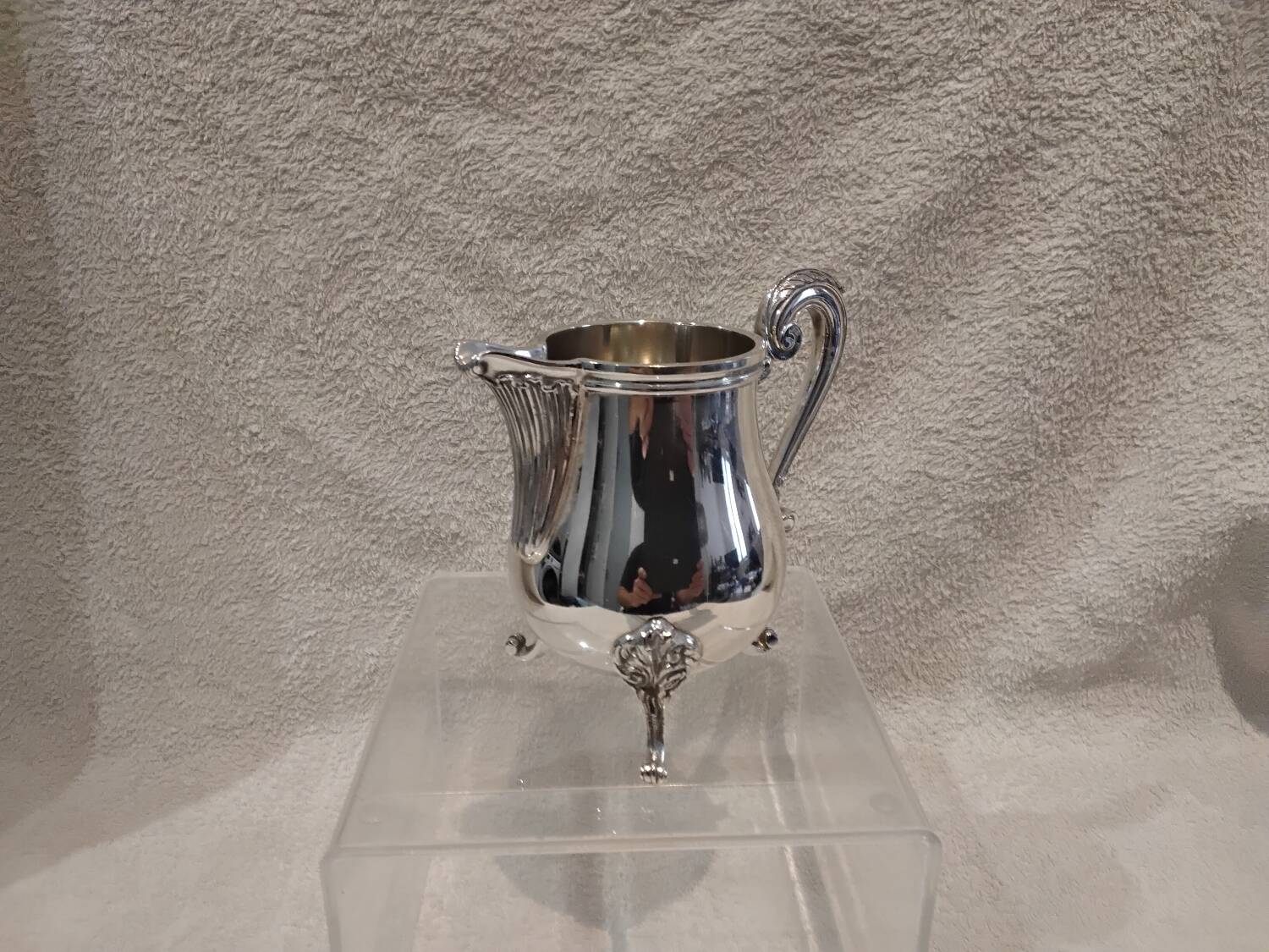 Silver-plated metal milk jug/creamer by Christofle Marly, rocaille style