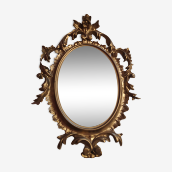 small baroque mirror golden frame with crochet 19x29cm