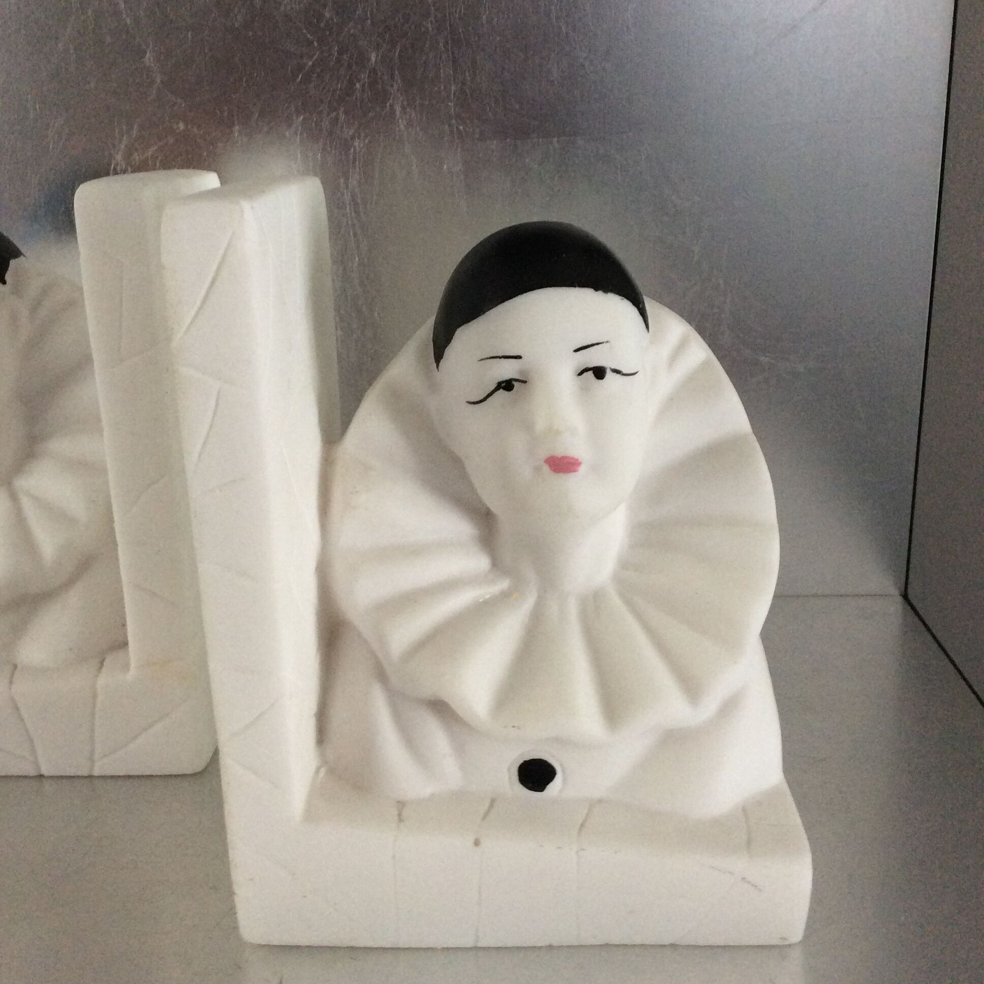 Pair of Pierrot bookends from the 70s-80s