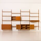 Hansen and Guldborg extra wide shelving unit in teak, 1960s