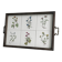 Old wooden plateau with floral tiles