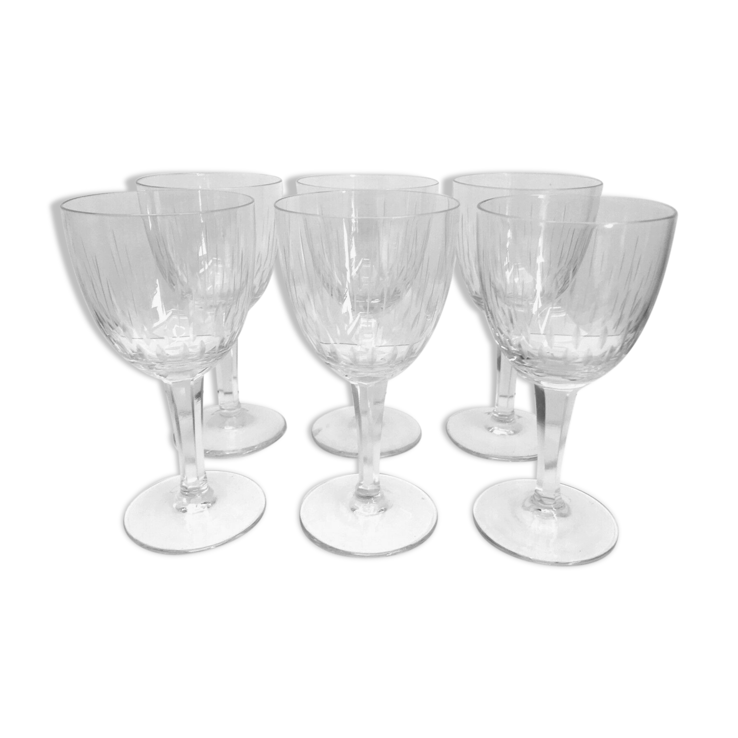 Lot of six crystal glasses cisele on foot has 6 odds France glasses