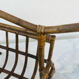 Bamboo rattan magazine rack 1960s