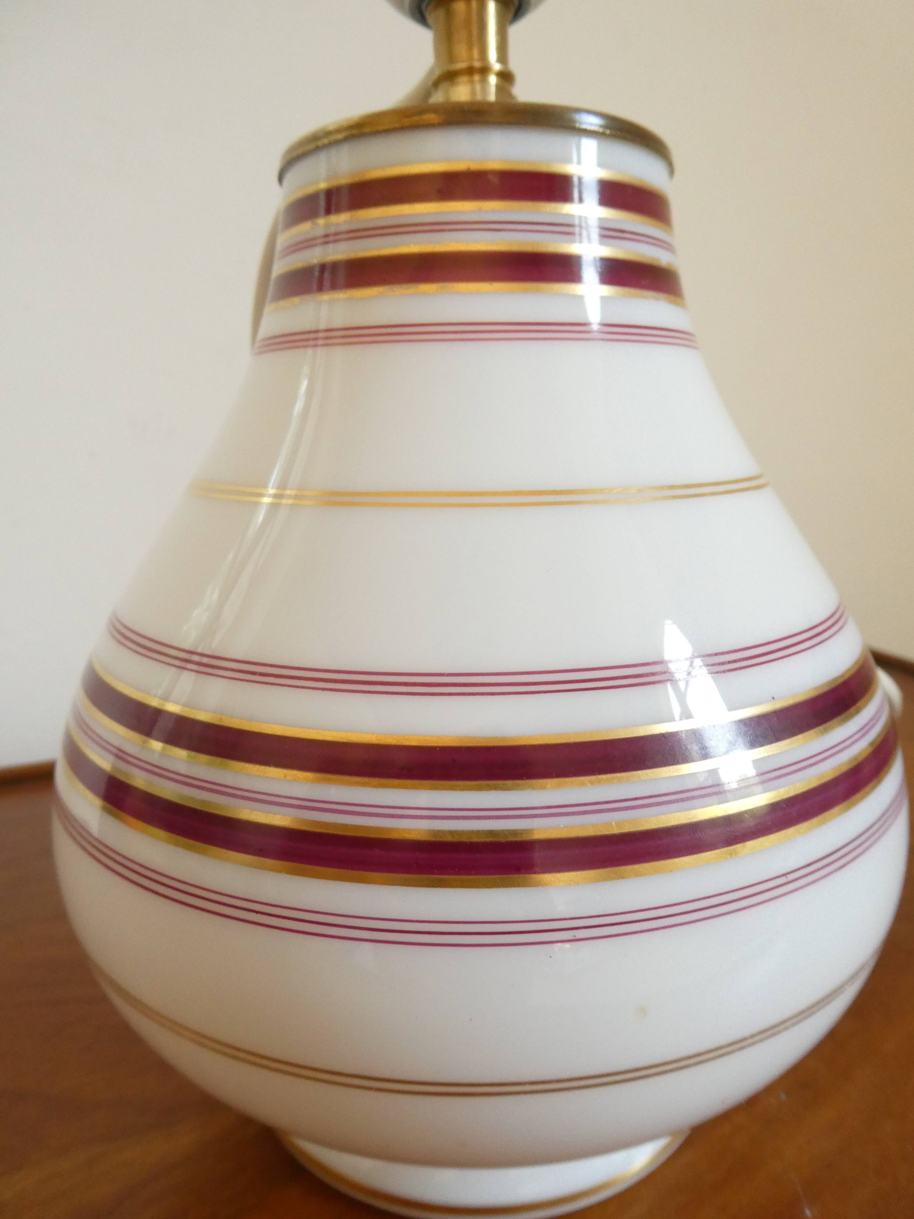 Vintage 1960s pear-shaped opaline lamp base