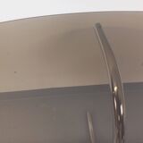 Vintage oval dining table in smoked glass and chrome metal