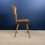 Set of 6 wooden bistro chairs Baumann Gentiane France 1960s