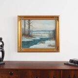 Painting „The Winter Brook”, Scandinavian design, 1970s