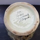 Old vase h becquet ceramic décor flowers made in belgium vintage