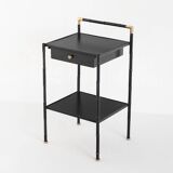 Vintage coffee table in iron (faux bamboo) and black escay. France, 1960s.