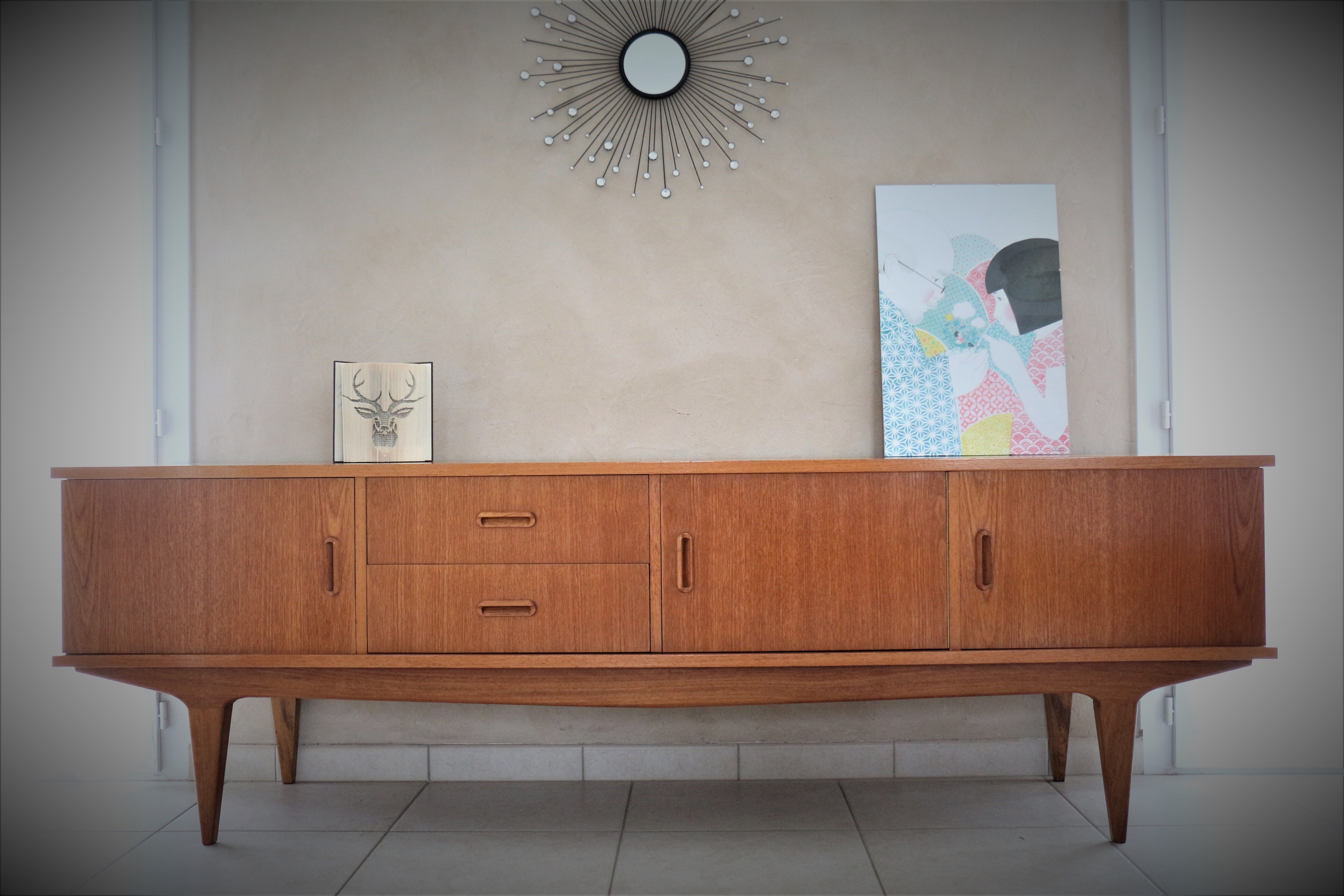 Scandinavian design sideboard in blond teak