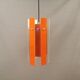 Danish hanging lamp model "Cocktail" consisting of 12 red/white aluminium slats