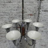 Art Deco hanging lamp with 6 chromed vials