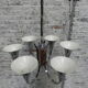 Art Deco hanging lamp with 6 chromed vials