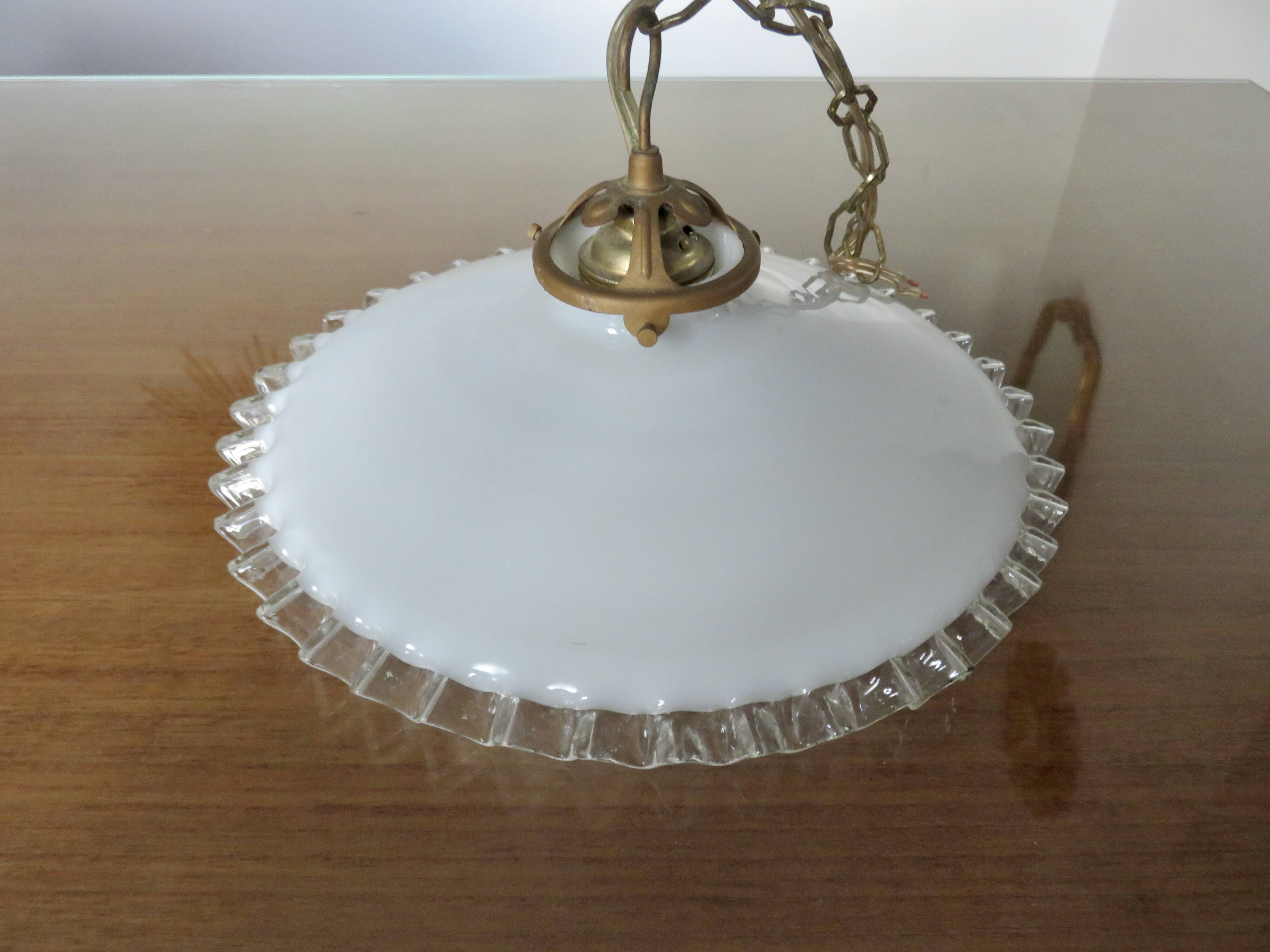 Art Deco pendant light in serrated glass, 1930s