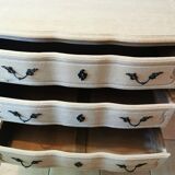 Curved chest of drawers raw oak 3 drawers