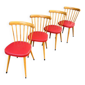 (Lot) 4 Chaises Baumann - rouge pieds