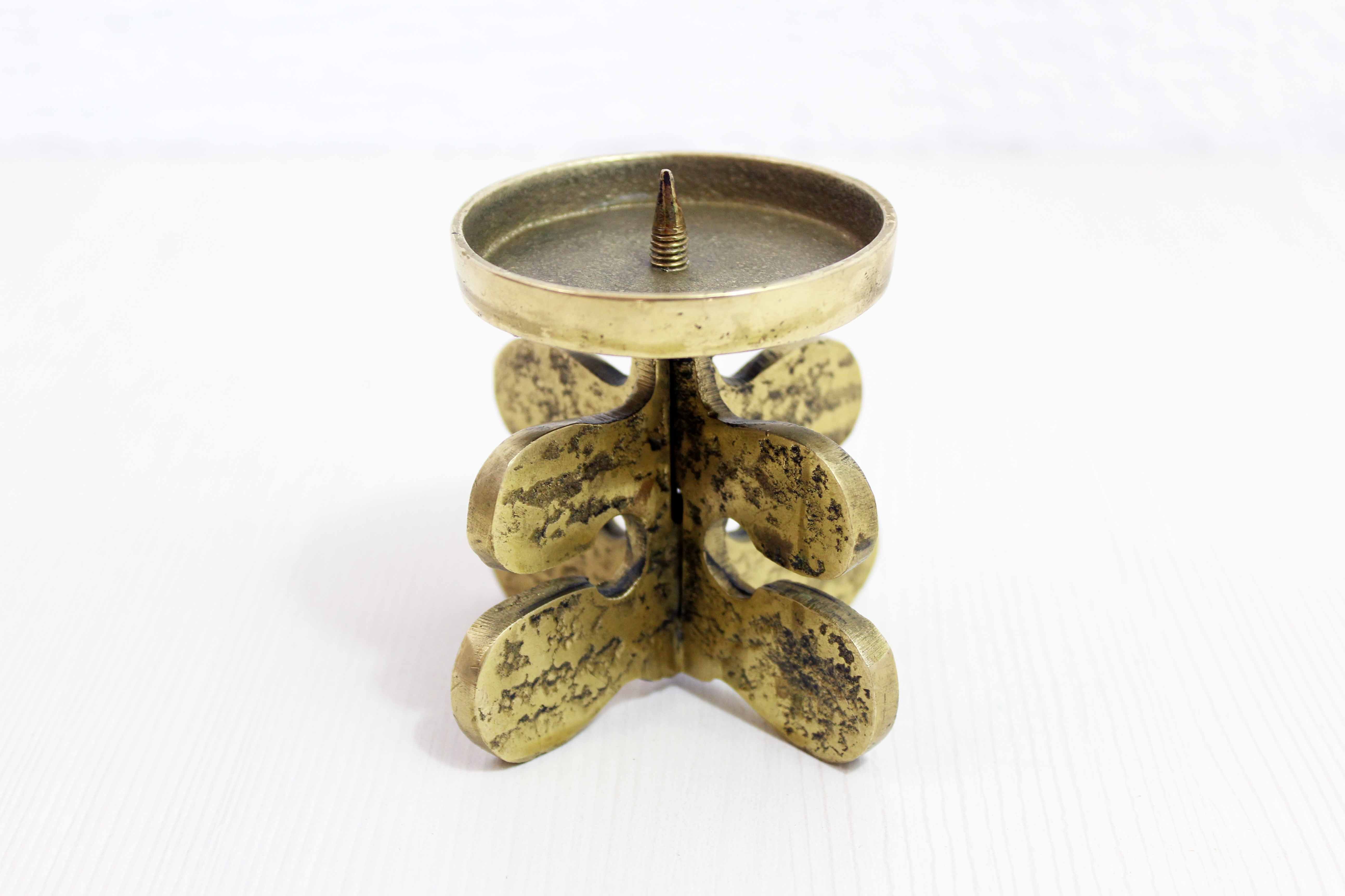Brutalist bronze candle holder by Guiseppe Gallo 1960