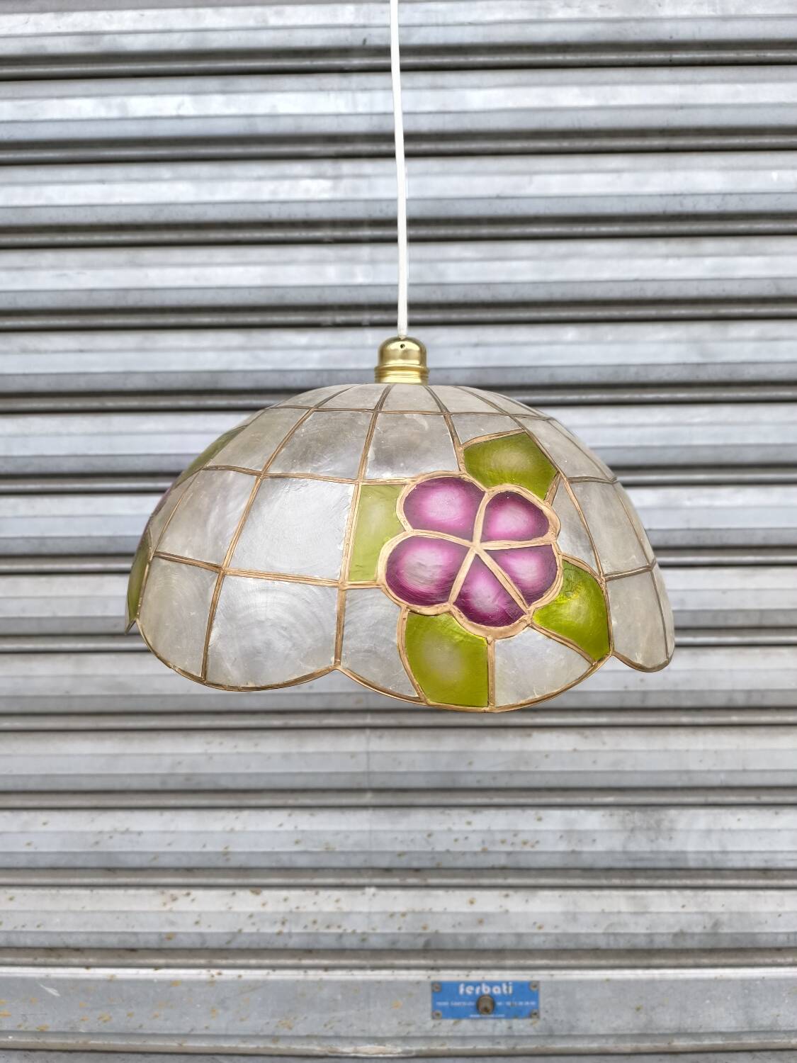 Mother-of-pearl and brass pendant light 1940